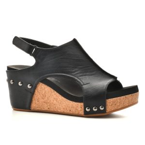 Say Baby Kork-Keilsandalen in Schwarz