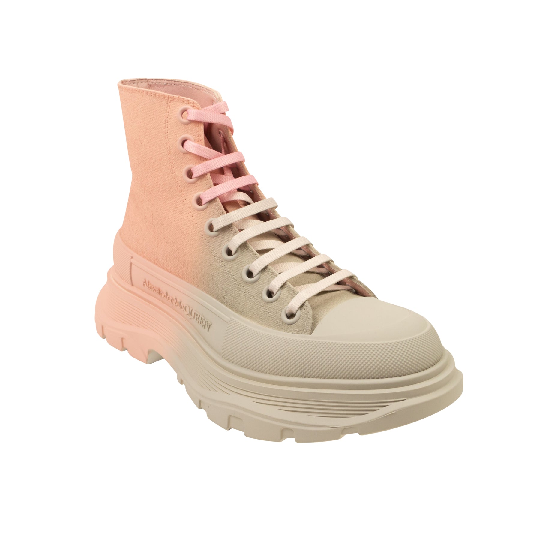 Alexander Mcqueen Two-Tone Tread Combat Stiefel – grau/rosa