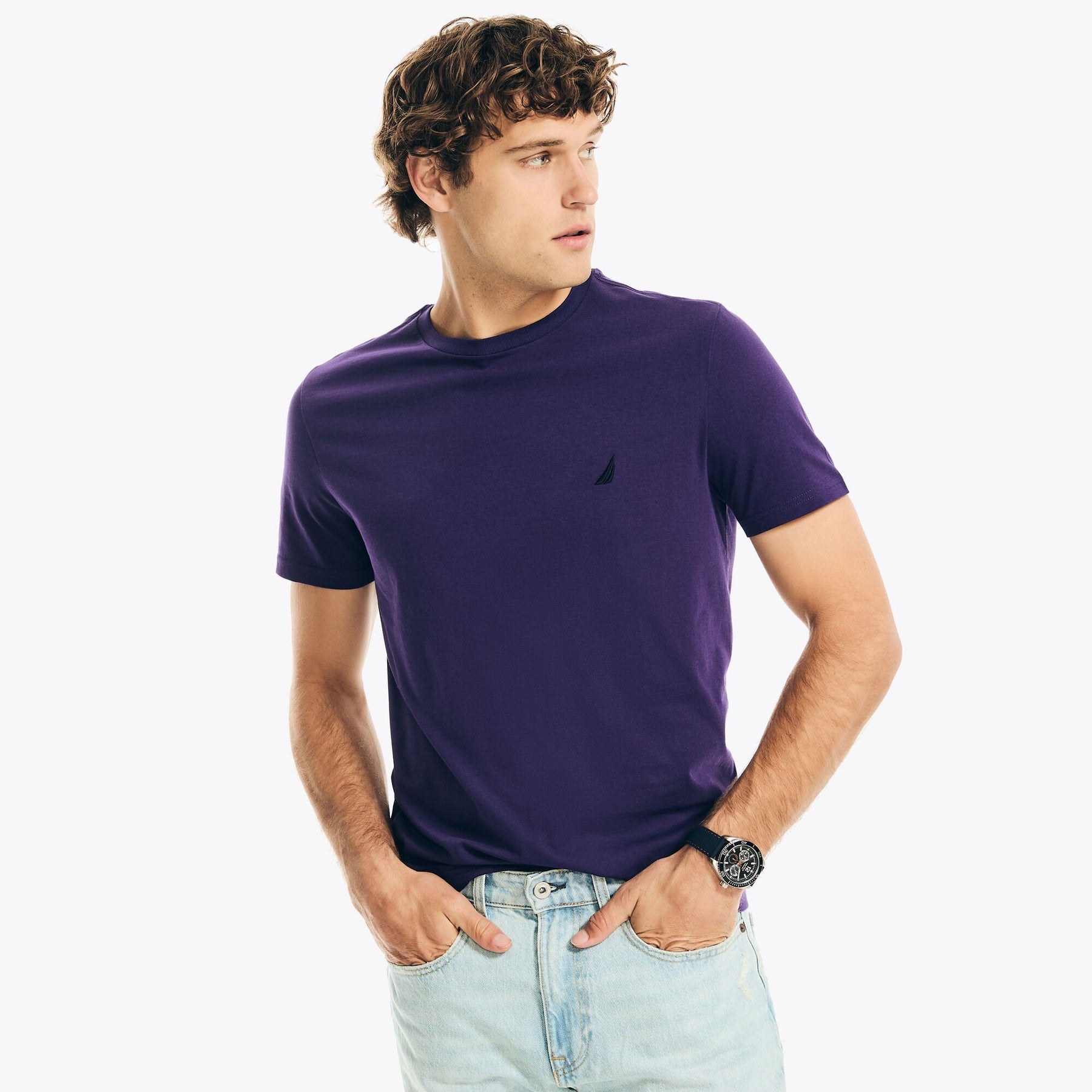 Nautica Herren soliden Rundhals-T-Shirt 7785122562108