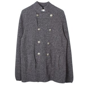 Brunello Cucinelli Strickjacke aus schwarzer Baumwolle, doppelbrustig 7703676092476
