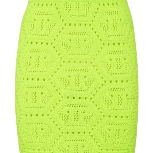 Fluo-Strick-Minirock mit Monogramm