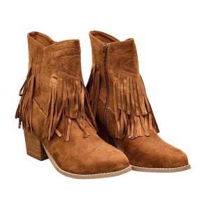 Sandra – Damen-Stiefeletten mit Fransen in Tan – 7803916845116