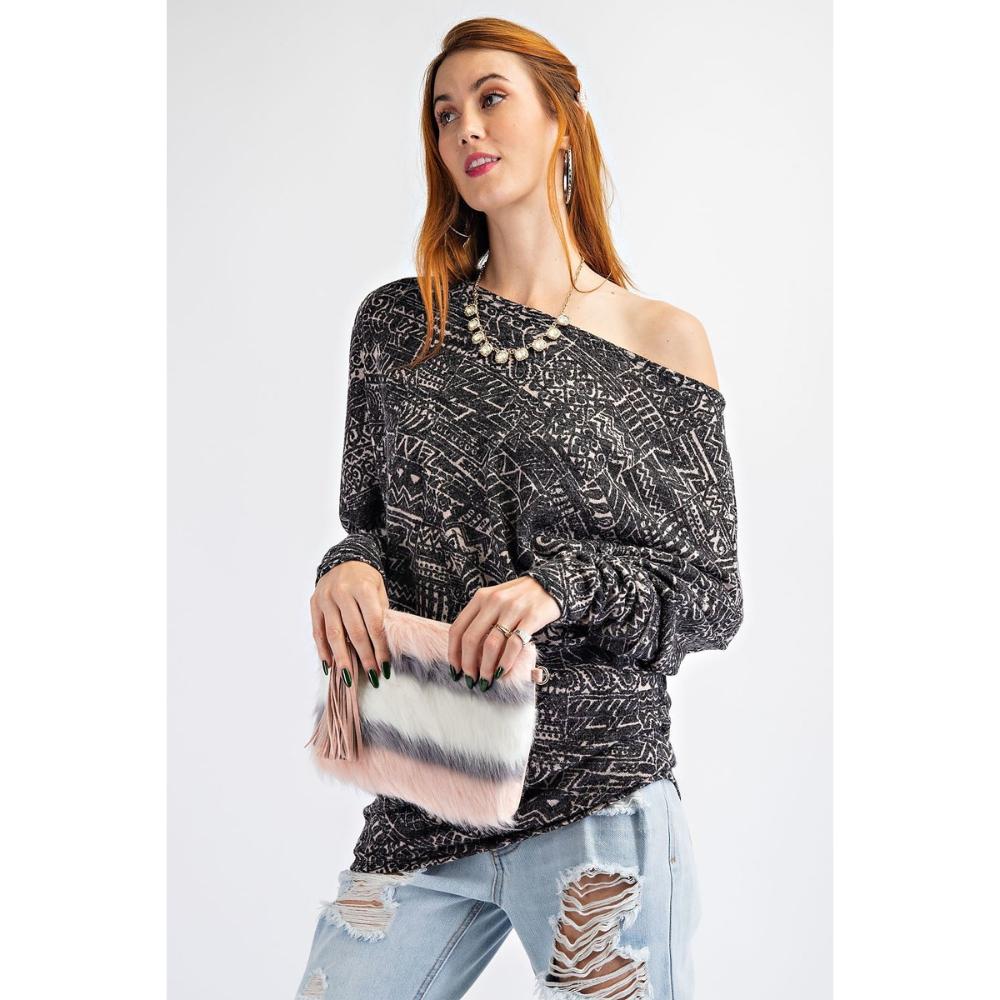 Tribal bedrucktes Strickoberteil 7805690314812