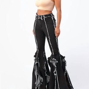 Flare Bell Bottom Hose in schwarz