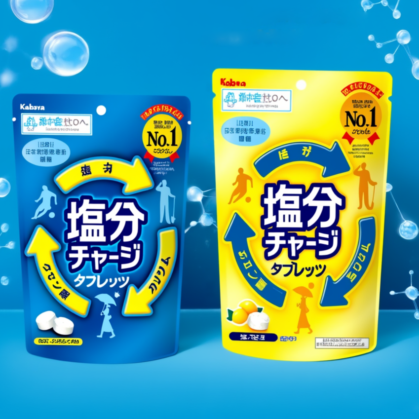 Kabaya Salzaufladung Tabletten 2 Geschmacksrichtungen Set (Lemon & Sportgetränk) ×3 je – in Japan – Tokyo Sakura Mall gemacht – 81g