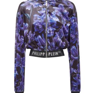 Cropped Kapuzenpullover-Sweatjacke Blumen 7805804576828