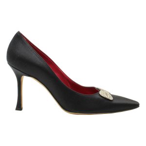 Manolo Blahnik Schleifendetail verziert Pumps in schwarz Satin 7703688773692