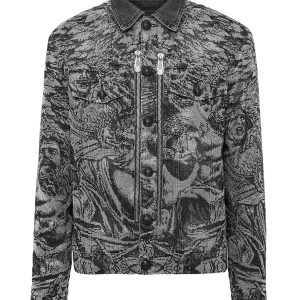 Denim zip Jacke tätowiert 7676510699580