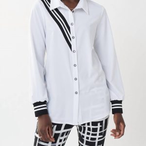 schwarz/weiß Akzent Streifen Bluse