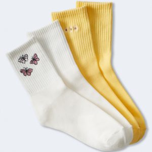 Aeropostale Gänseblümchen & Schmetterlings-Crew Socken 2-Pack