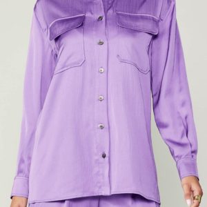Silky Buttoned Hemd in königlichem Flieder