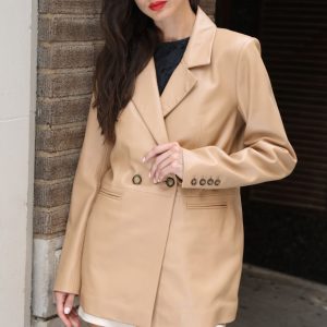 Misha Blazer, Latte – Leder