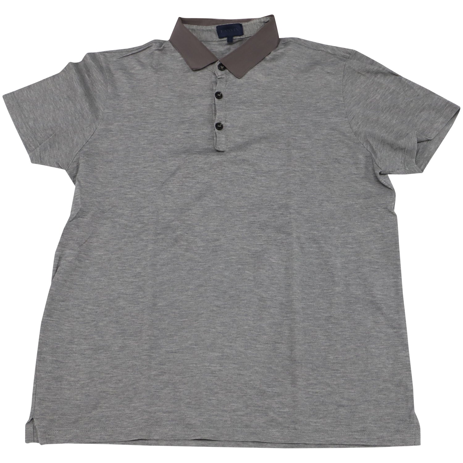 Lanvin Grosgrain Collar Poloshirt aus grauer Baumwolle 7766541205564