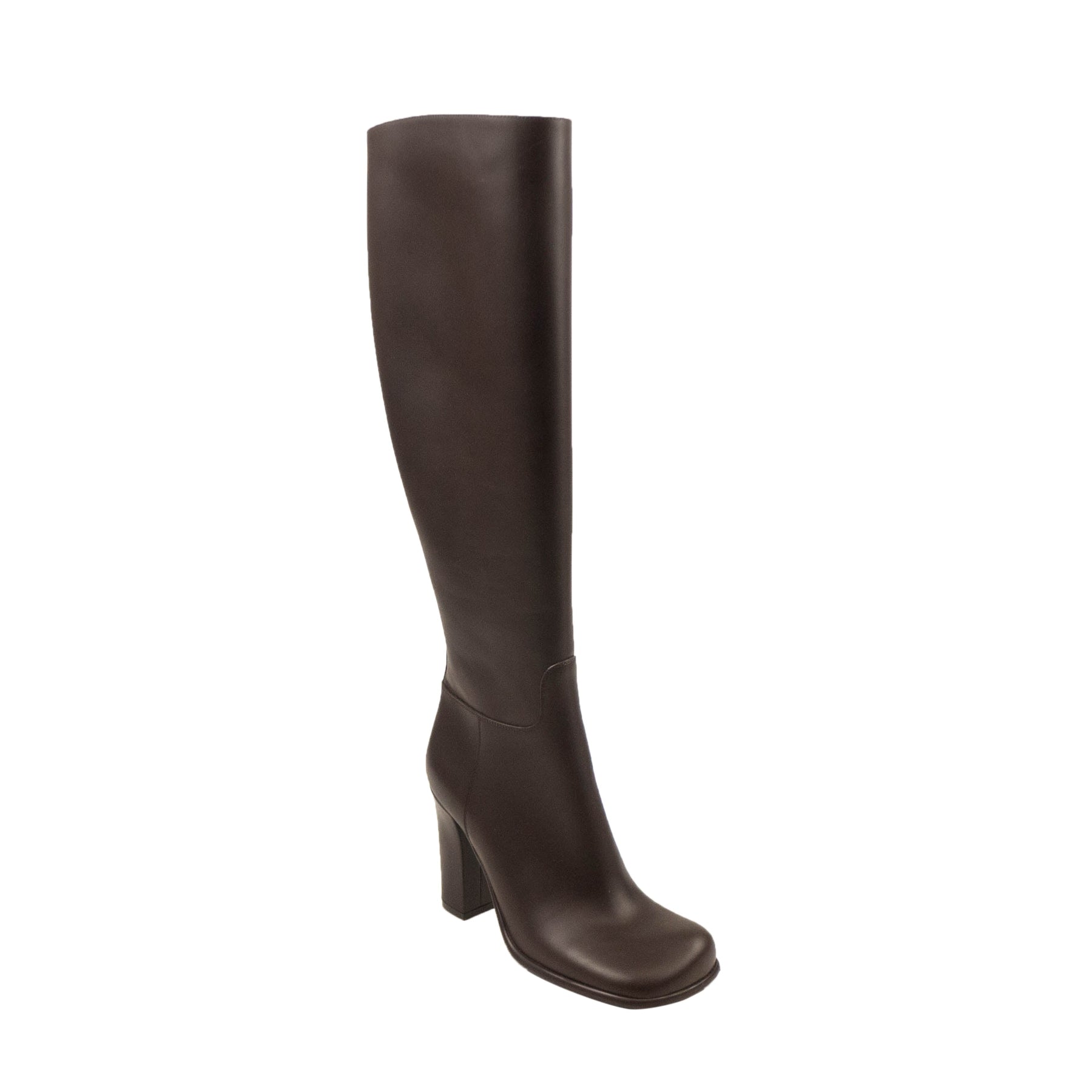 Bottega Veneta Storm Square Toe Knee hohe Stiefel – braun