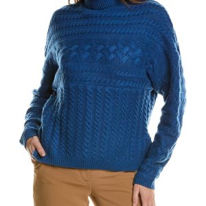 Forte Kaschmir Luxe Kabel Rollkragen Wolle & Kaschmir-Bleder Pullover