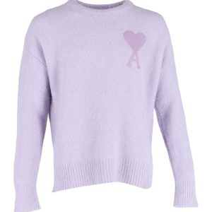 Ami Paris Logo Pullover in lila Wolle 7748639096892