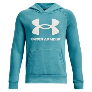Jungen .. rivalisierende Fleece große Logo Hoodie in Gletscher blau / Onyx weiß 7733655863356