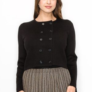 schwarze doppelreisige Knopfjacke 7832931532860
