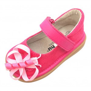 Mooshu-Turnschuhe für kleine Mädchen, rosa Wildleder, quietschende Mary-Jane-Schuhe, 5–9 Kleinkinder