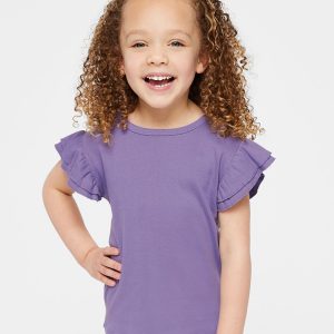Rabbit Skins Kleinkind-T-Shirt mit Flatterärmeln