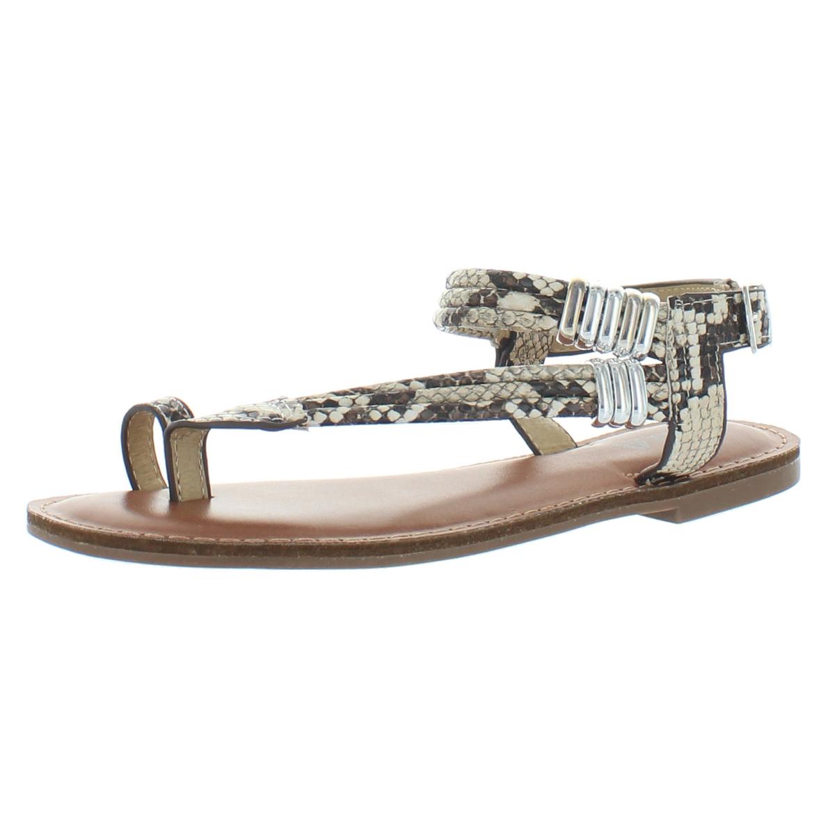 Julianne Kunstleder Schlangenprint mit Fersenriemen Sandalen