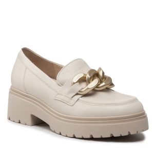 Damen-Loafer im Chunky-Stil in Creme mit goldfarbenem Ornament