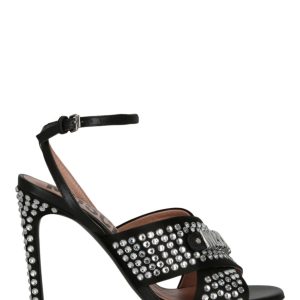 Satin-Kristallverzierte Absatzsandalen