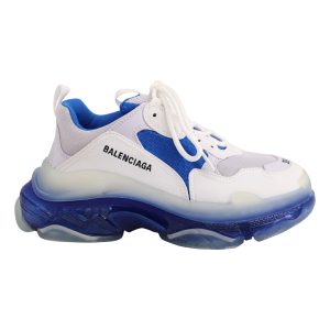 Balenciaga Triple S Clear Sole Sneakers aus weißblauem Nylon 7733802008636