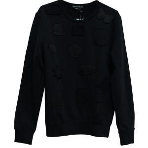 Alexander McQueen Crewneck Badges Pullover aus schwarzer Baumwolle 7703704338492