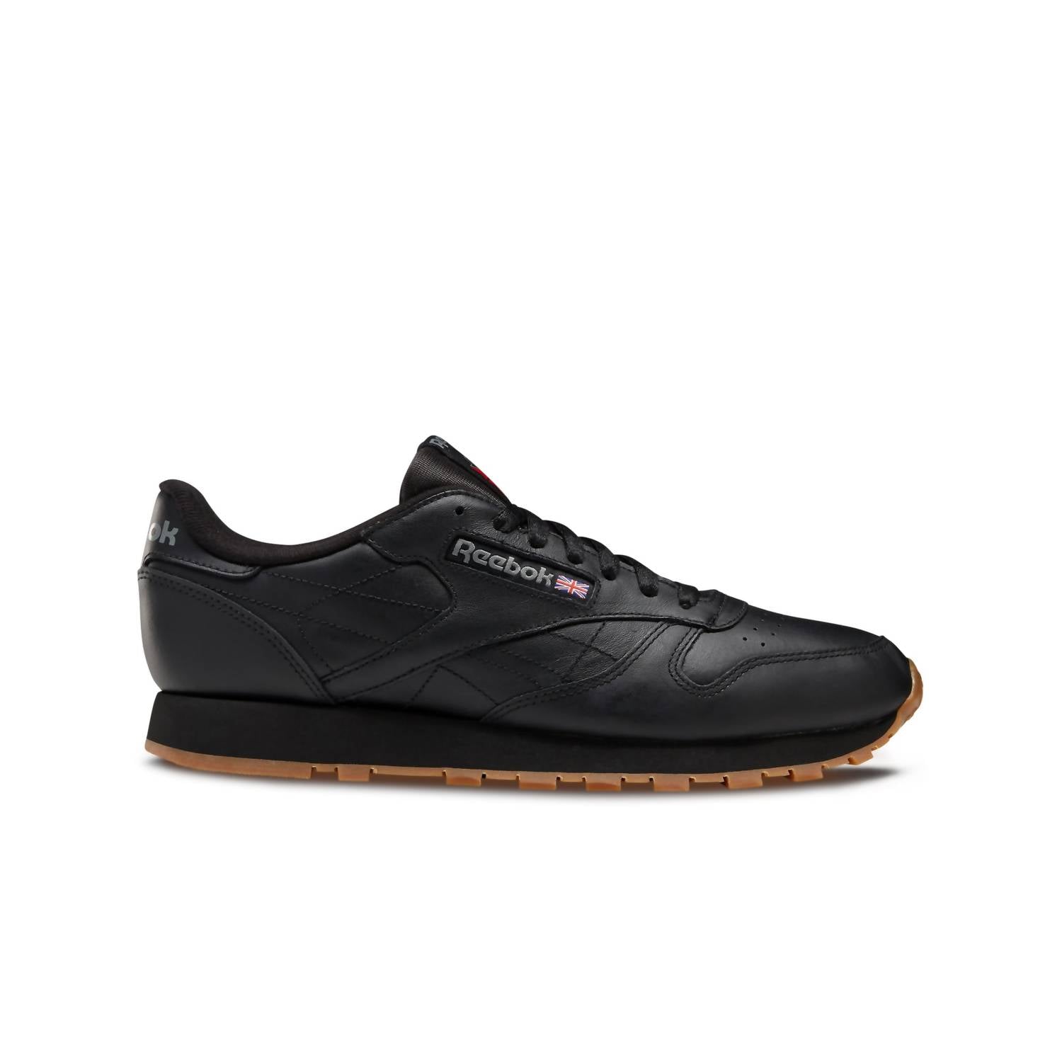 Herren klassische Leder Laufschuhe in schwarz/gum