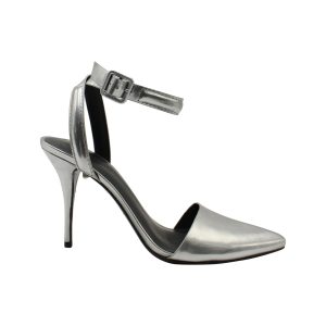 Alexander Wang Ankle Strap Metallic Pumps aus Silber Lackleder 7703706468412