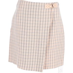 Sandro Paris Meredith Checked Mini Wickelrock aus rosa Baumwolle 7748731830332