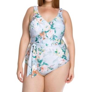 Tie Side One Piece Badeanzug – plus in Femme Flora 7676658679868