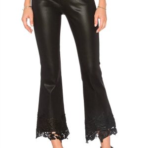 Selena Mid Rise Crop Boot Jeans aus schwarzer Spitze