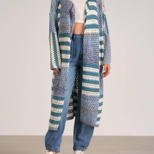 Bella lange Strickjacke in blau