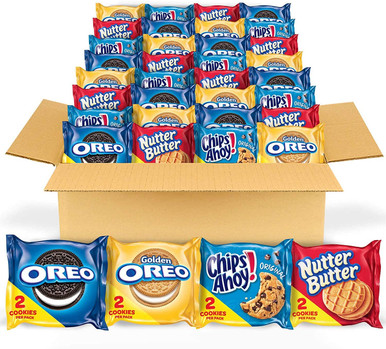 OREO Original, OREO Golden, Chips ahoy! & Nussbutter Keks-Snacks Vielfalt Pack, Schule Lunchbox Snacks, 56 Snack-Packs (2 Kekse pro Packung)
