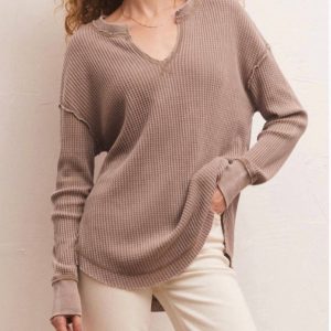 Driftwood Thermal Langarm Top in Milchshake