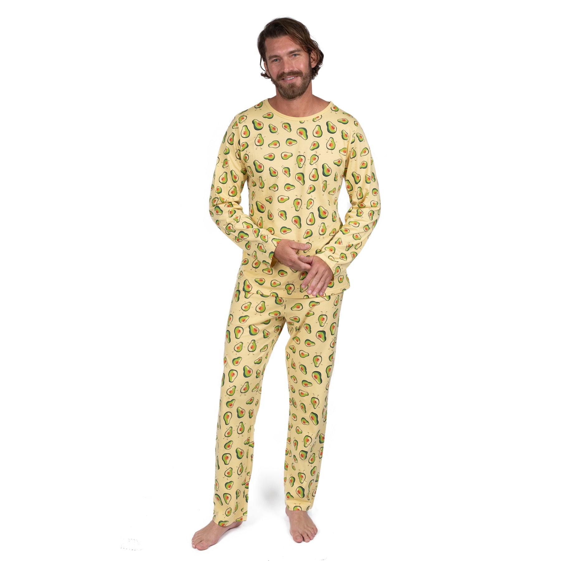 Herren zwei Stück Baumwolle lose Passform Pyjamas Avocado