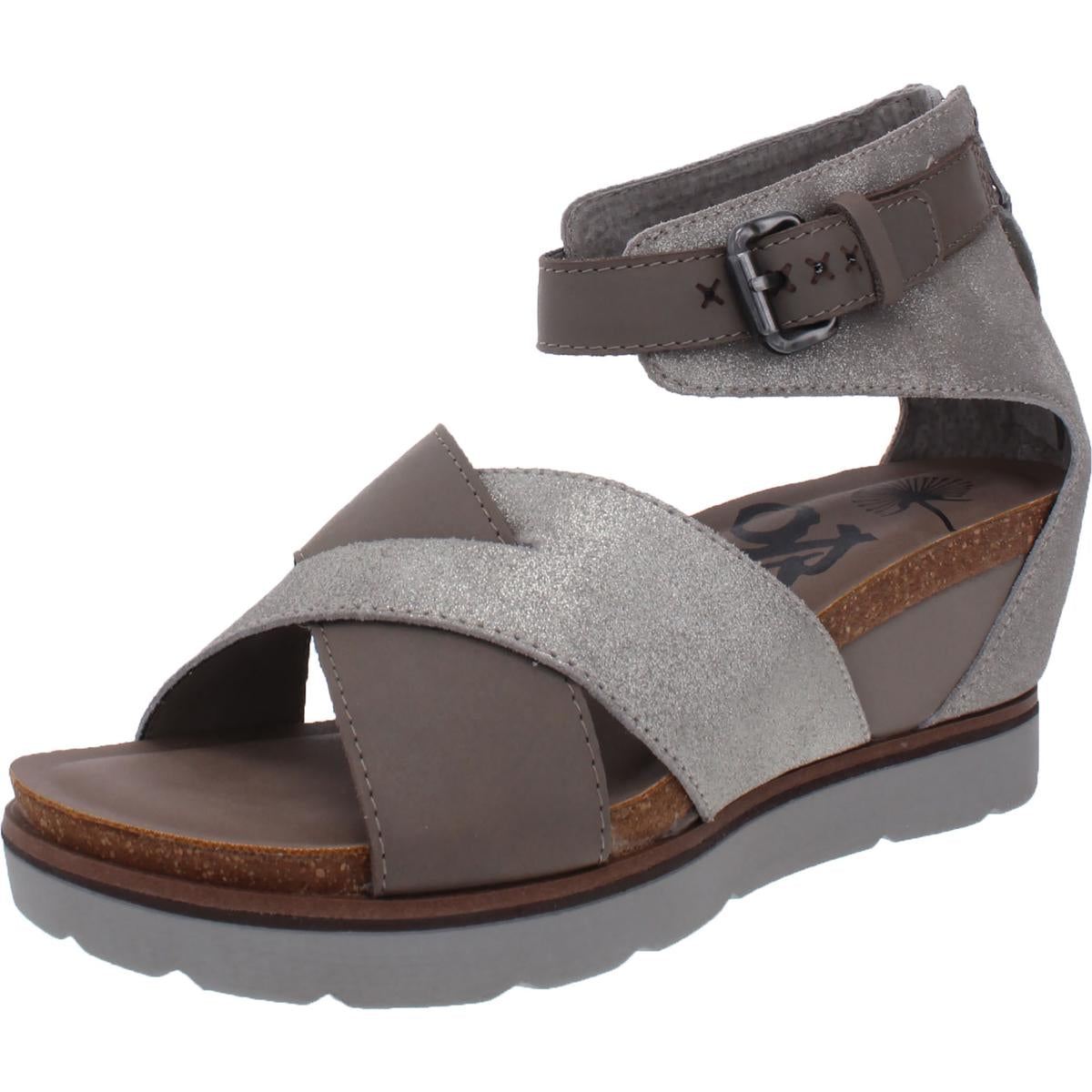 Teamwork Leder Metallic Keil Sandalen