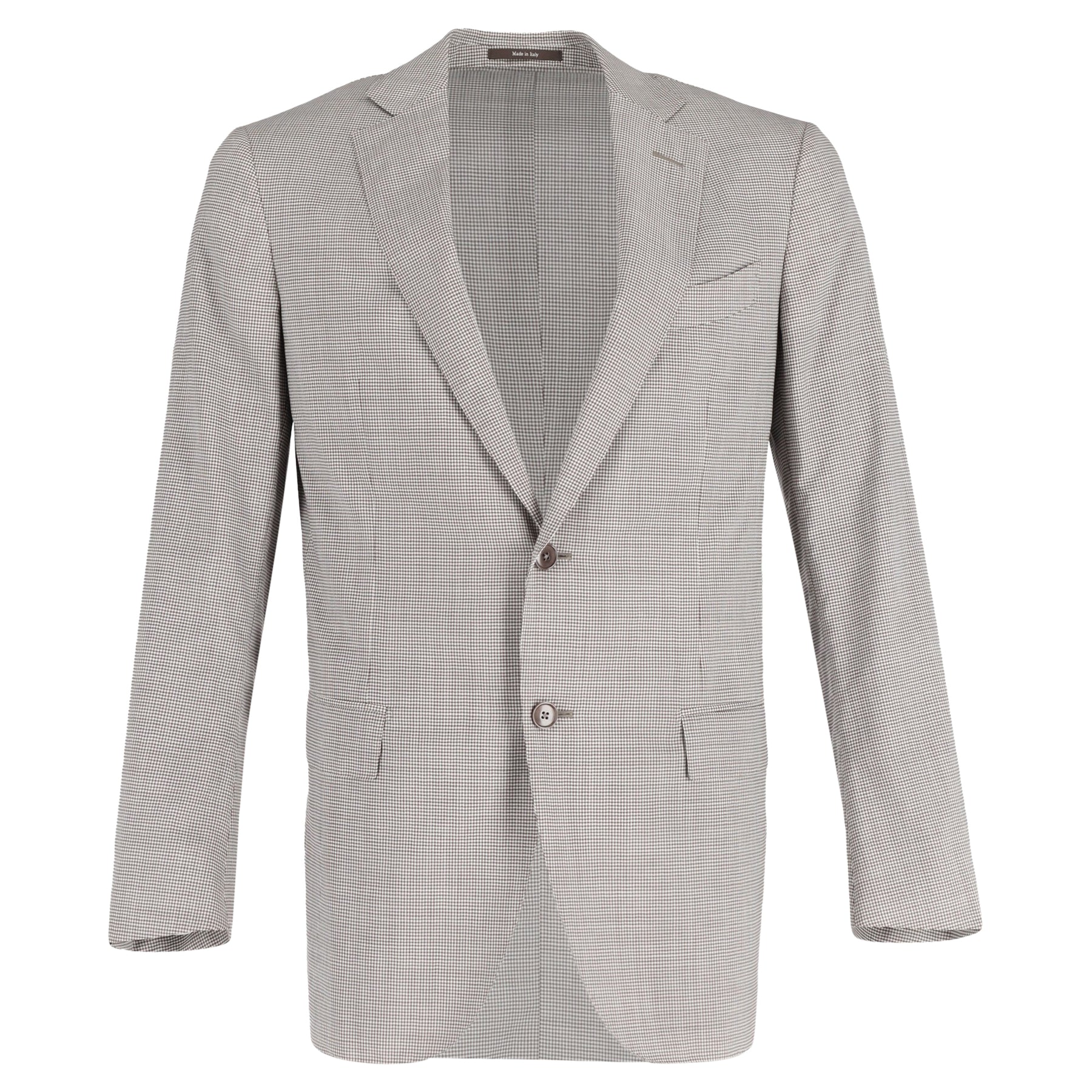 Ermenegildo Zegna Einbrust-Mikrocheckblazer in beige trofeo Wolle 7748629790780