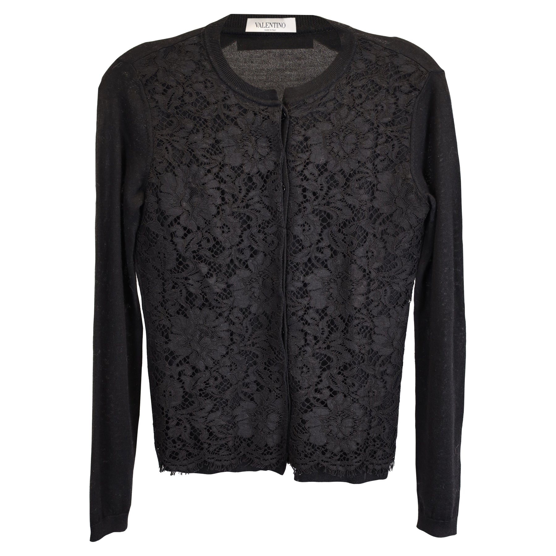 Valentino Lace Strickjacke aus schwarzem Kaschmir 7748652204092