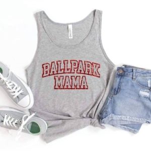 Ballpark Mama Glitter Tank Top in grau 7766683320380