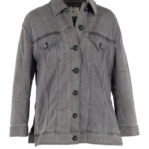 Fendi – Trucker-Jacke aus grauem Baumwoll-Denim mit Verzierungen – 7748730847292