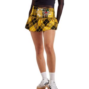True Eagle Plaid Flare Minirock in gelb 7803882078268