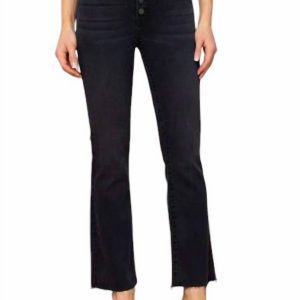 hoher Bund basic croped Flare Jeans in schwarz
