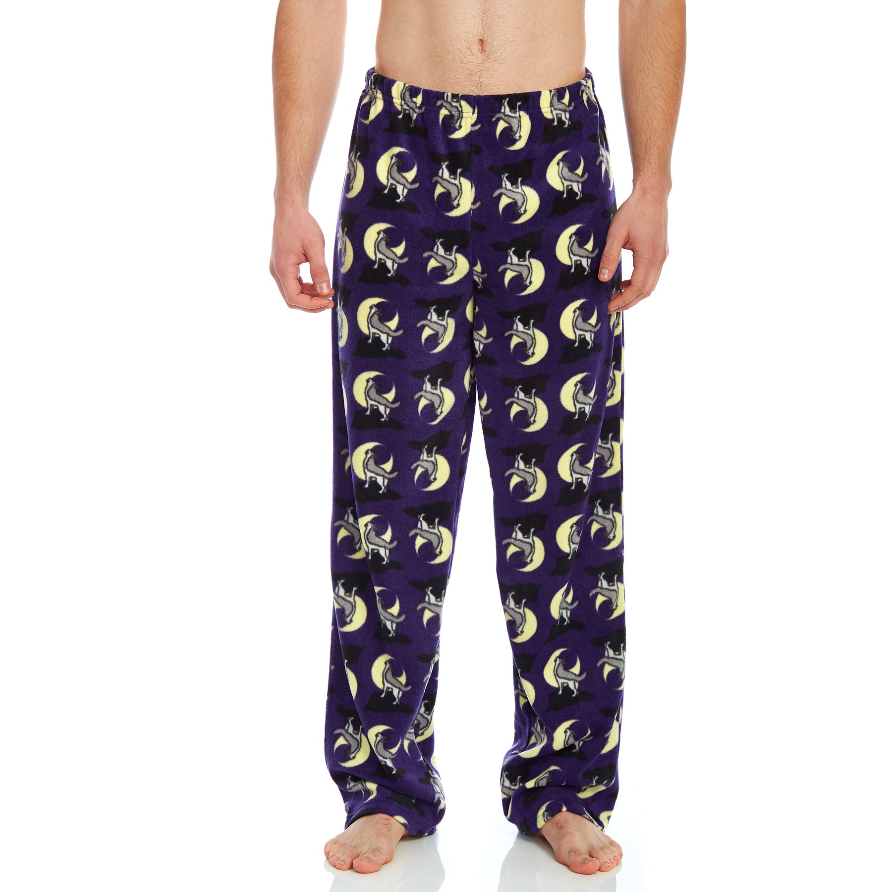 Herren Fleece Pyjama Hosen Wolf