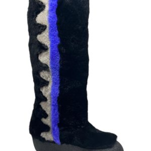 Bally Chiora 6228435 Damen-Pelzstiefel in Schwarz/Blau