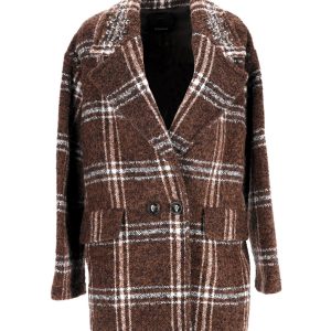 Pinko Doppelbrust-Checkcoat aus braunem Polyester 7766690594876