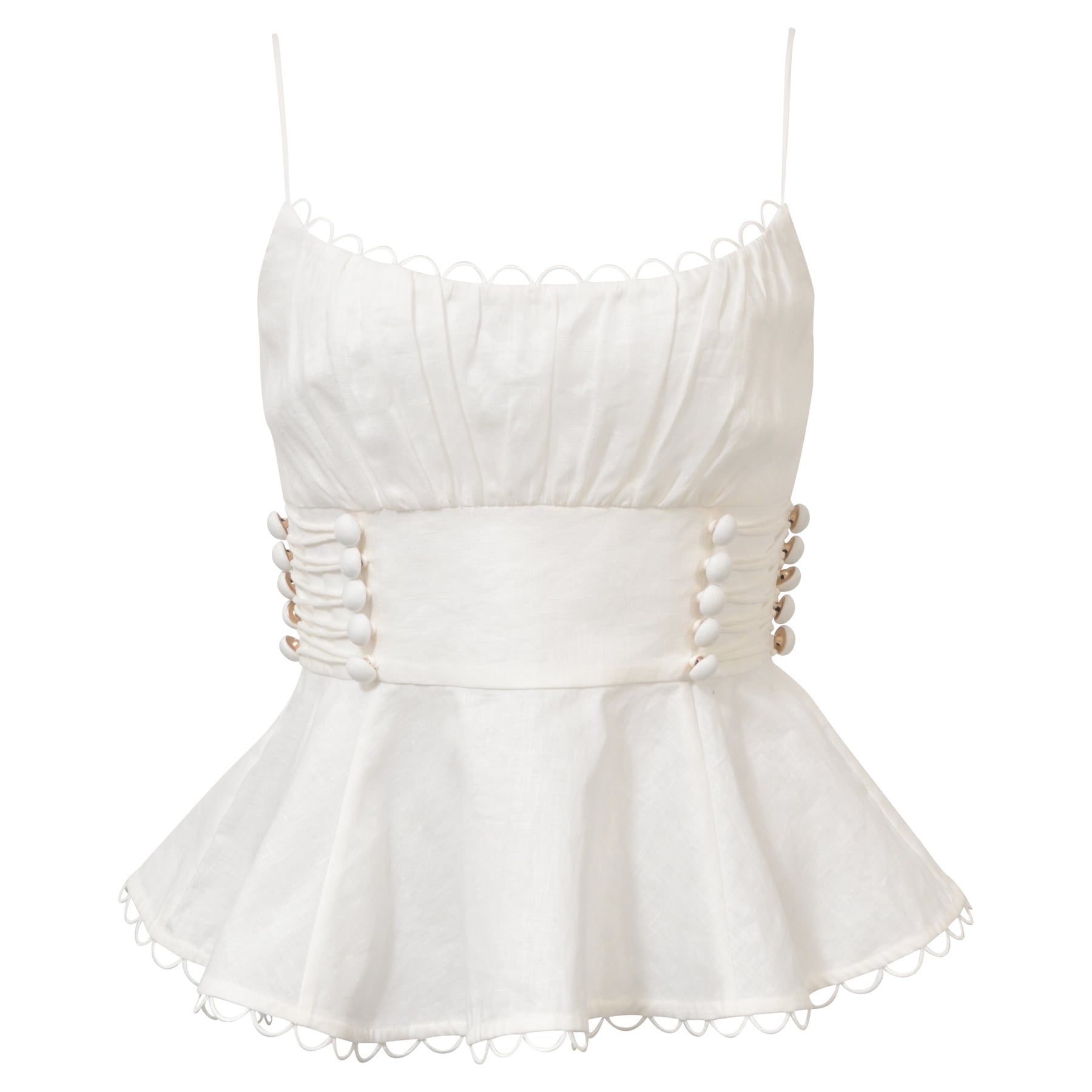Zimmermann Rosa Laced Peplum Top in Weiße Baumwolle