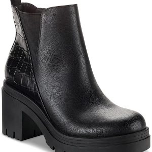 Veronikaa Damen Kunstleder Block Absatz Chelsea Stiefel – 7833613795388